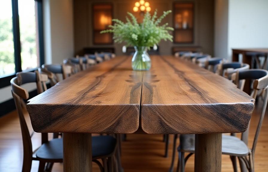 Mesa de comedor en madera reclamada hecha a medida